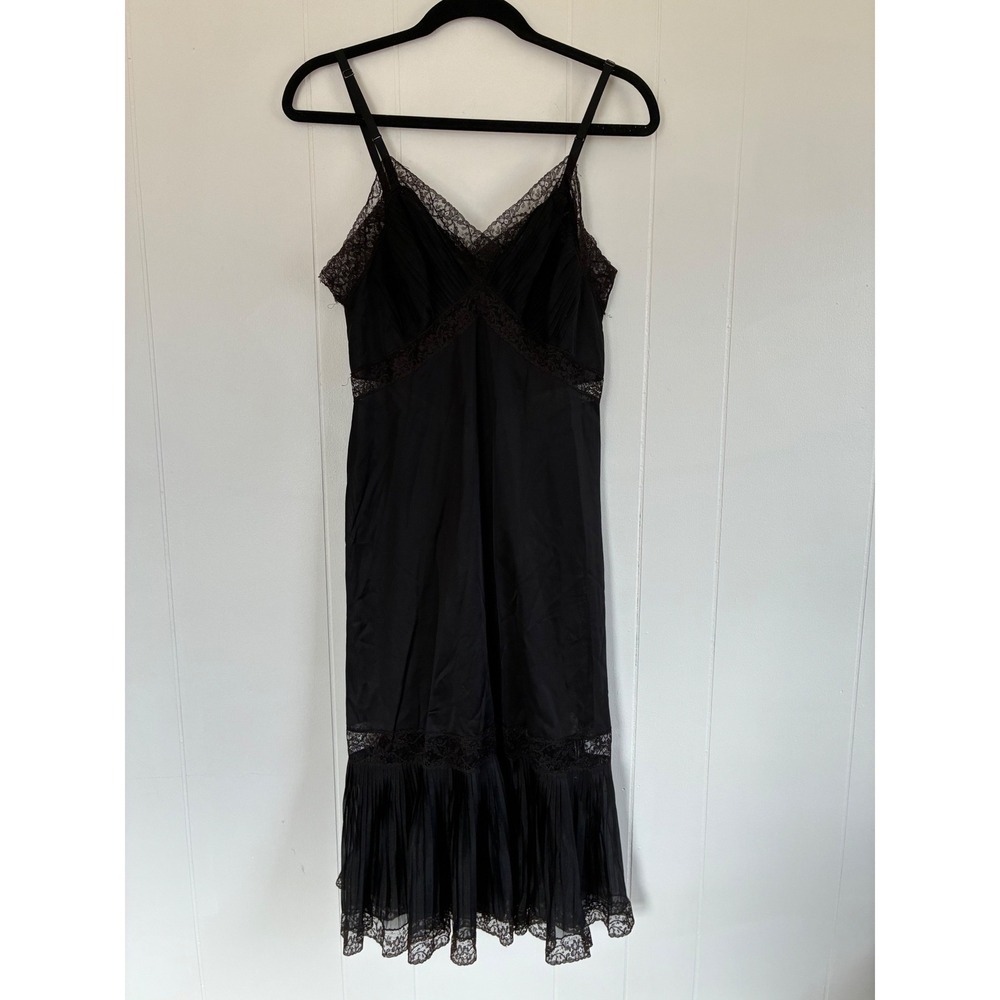 Vintage‎ Vanity Fair Fairy Grunge Tricot Lace Trim Pleated Full Slip Dress S 34
